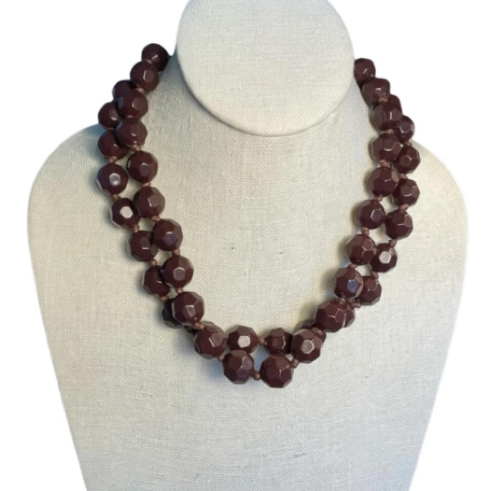 Deep Brown Faceted Bead Necklace